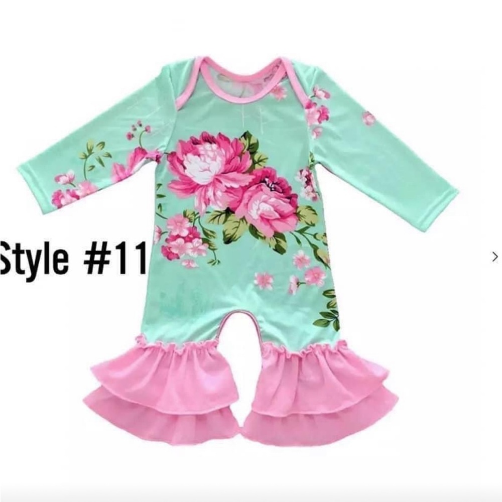 Floral Baby Romper with Ruffle Legs